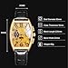 Imagen de RORIOS Relojes Hombre Mecánico Automático Relojes Esqueleto Dial Reloj con Correa de Cuero Big Face Reloj de Pulsera
