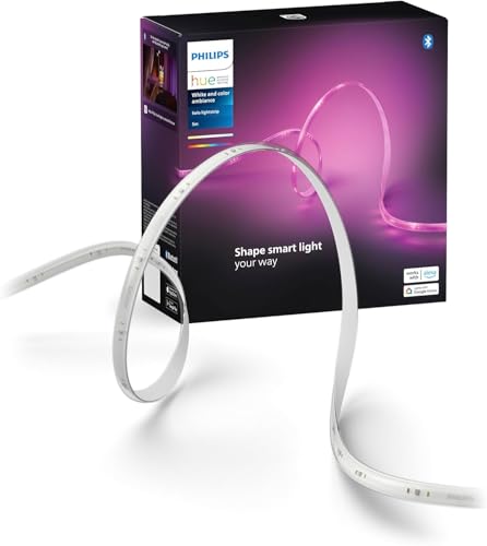 Philips Hue White and Color Ambiance 5 mètres (1 pack) - Kit ruban LED Lightstrip 5m pour l'intérieur - Bande led Philips Hue avec Hue App - Fonctionne avec Alexa, Google Assistant et Apple HomeKit