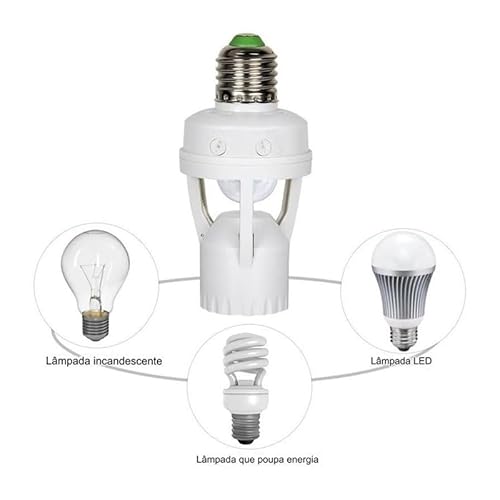 Sensor de Presença Bivolt para Lâmpada com Fotocélula - Soquete E27, Detecção de Movimento e Economi