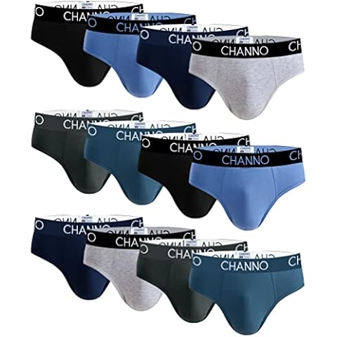 Channo Men's Slips, Cotton, Plain and Uniform., Pack 12 Multicoloured, L Cover