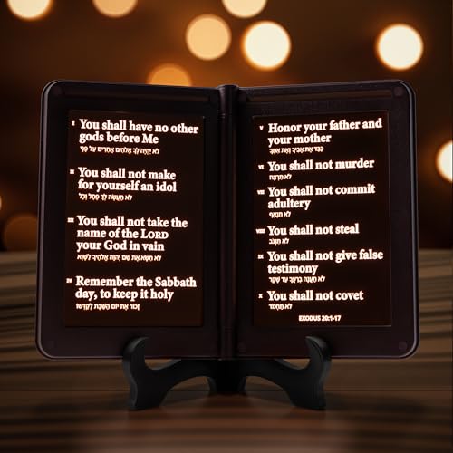 mamre Thy Word Décor Light, Bible Book Shape Night Light, Ten Commandments Decalogue, Inspirational Gift, Christian Décor
