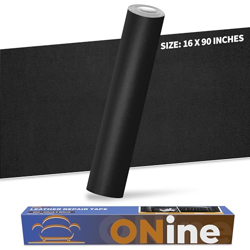 Image of ONine Leather Repair Patch,Leather Repair Tape, 16 x 90 inches Leather Repair Patch for Furniture,Vinyl Repair Kit,Leather Couch Patch,for Sofas, Furniture, Car Seats(Black-Fine Grain)