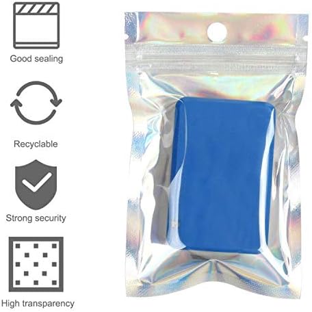 ZGTS Mylar Zip Lock Bag, 50PCS Resealable Smell Proof Aluminum Foil Clear Golden Bag Flat Ziplock Durable Gift Packaging Bag Food Storage for Candy Cookies Party Jewelry (7.5 * 12CM)