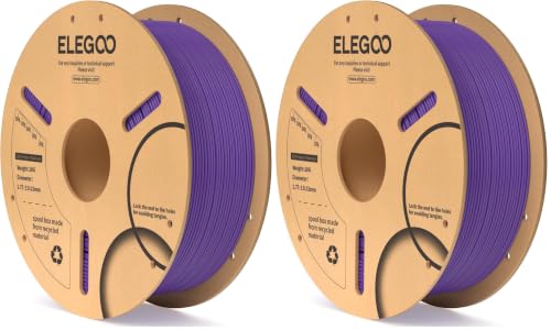 Image of ELEGOO PLA Filament 1.75mm Purple 1KG, 3D Printer Filament Dimensional Accuracy + /- 0.02mm, 1kg Cardboard Spool(2.2lbs) 3D Printing Filament Fits for Most FDM 3D Printers (Pack of 2)