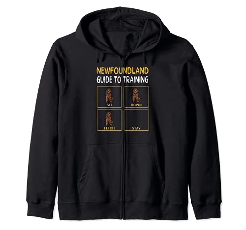 Funny Newfoundland Guide To Training Dog Obedience Trainer Zip Hoodie, Black, S