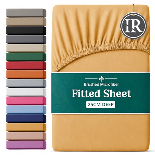Drap-housse super king size ocre résistant à la décoloration et doux - 2