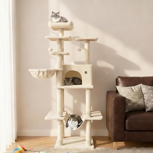 Árbol para Gatos Tangkula Alto 63 Pulgadas Beige miniatura 3