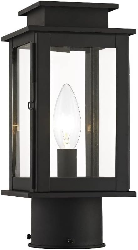 Livex Lighting 20201-04 Transitional One Light Outdoor Post-Top Lanterm from Princeton Collection in Black Finish, 4.75 inches, 10.50x4.75x4.75