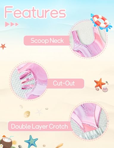 SEAUR Girls' One-Piece Swimwear Cute Tie Dye Side Cutout Swimsuit Summer Quick Dry Beach Hawaiian Bathing Suits4