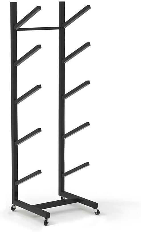 Estante de almacenamiento de metal para snowboard, soporte de piso de 5 niveles con ruedas giratorias para ahorrar espacio en garaje, tienda y gimnasio en casa