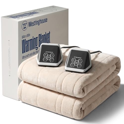 Westinghouse Heated Blanket Queen Size Soft Flannel with 10 Level Beige