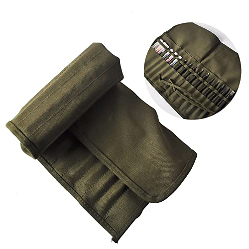 YOUUGIOR Paint Brush Holder or Craft Tool Storage Organizer Roll-Up Case Bag Artist Draw Pen Watercolor Oil Brushes Case (22 Slot Pockets)