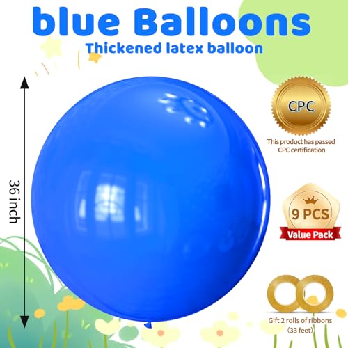 Image of Dark Blue Balloons 9pcs 36 Inch Extra Large Big Jumbo Giant Matte Navy Blue Latex Balloons for Graduation New Year Weddings Father's Day Baby Shower Birthday Party Decorations