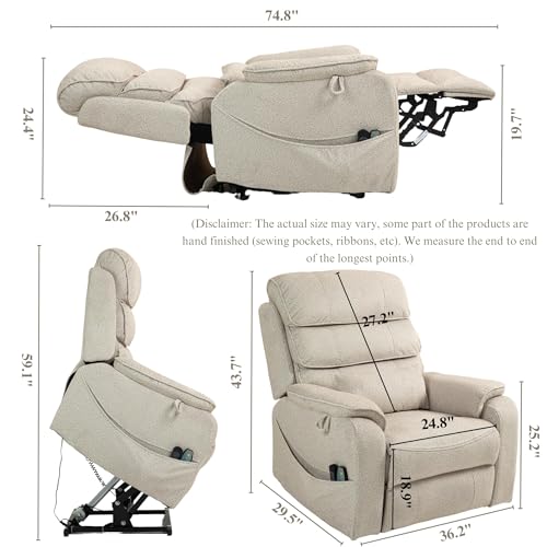 Sillón Plegable Power Lift Tela Lino miniatura 2
