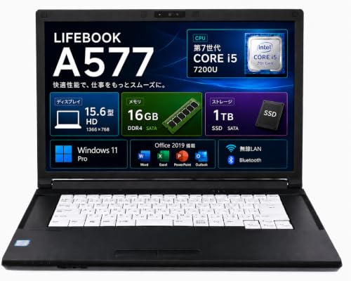 �y�����ςݕi�z�x�m�� �m�[�g�p�\�R�� LifeBook A577 15.6�^�^��7����CPU Core i5-7200U@2.5GHz�^16GB�������^SSD 1TB�^Wi-Fi�^HDMI�^Windows 11��Office 2019���� �m�[�gPC