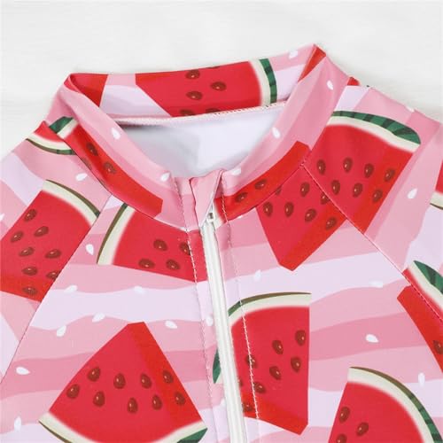 puseky Baby Girls One Piece Swimsuit Zip Rash Guard with Hat Set Swimwear Ruffled Cute Newborn Baby Girl Bathing Suit4