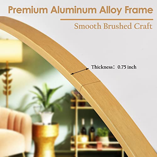 Image of HARRITPURE Round Mirror 35.4 inch Gold Wall Mounted Circle Mirror with Aluminum Alloy Frame Modern Design for Bathroom, Living Room, Vanity, Bedroom, Entryway
