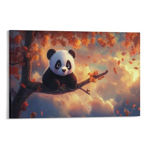 EKZLQJWPN Panda Canvas Wall Art Customised Personalised Photo on Canvas for Bedroom Room Picture Digitally Printed 16x24inch(40x60cm)