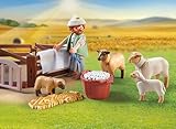 PLAYMOBIL Country 71444 Junger Schäfer mit Schafen, Hüten und Pflegen der Schafe mithilfe des Bordercollies, mit Zubehör wie Haartrimmer und Strohballen, nachhaltiges Spielzeug für Kinder ab 4 Jahren