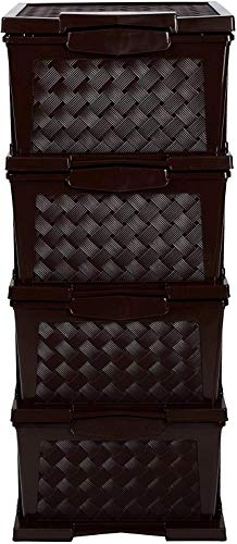 Image of Joyful Cargo Plastic Multipurpose Drawer (37 cm x 39 cm x 93 cm, Dark Brown), Large (FBACARGO4CREAM)