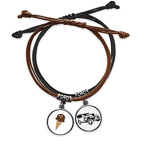 Bracelet chocolat et cuir Minibus ajustable contre les bijoux rigides