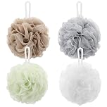 Tbestmax 4 Pack Mesh Pouf Bath Sponge - Mesh Loofah Body Exfoliating Shower Ball Shower Sponge