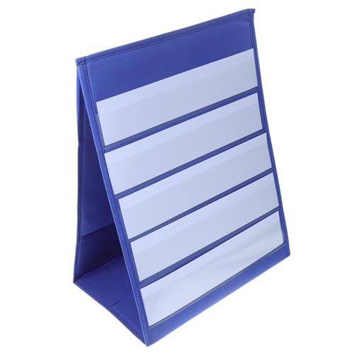 Image of Tofficu Self-standing Desktop Pocket Chart for Preschool Learning and Teaching, White Paper Material with 20 White Cards, Tabletop Display Stand for Phonics Cards and Sentence Strips,