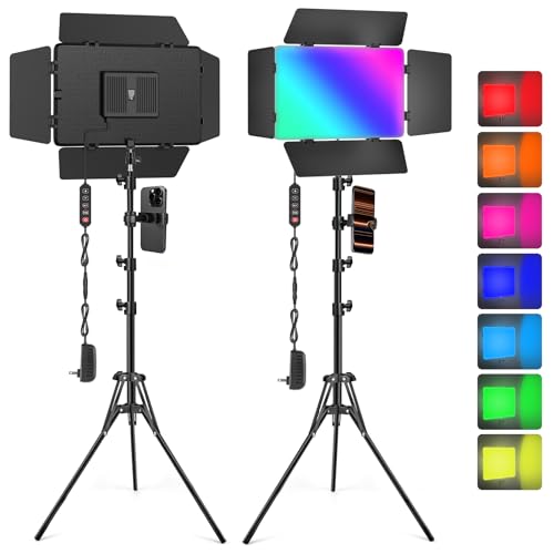 Kewaiaa 2-Pack RGB LED Video Light Kit