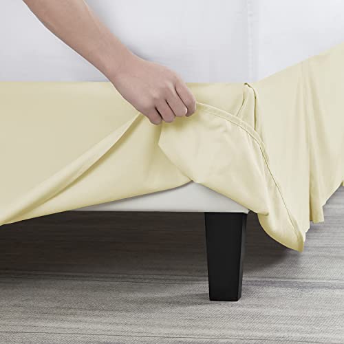Image of Nestl Vanilla Yellow Bed Skirt Cal King Size - Cal King Bed Skirt 14 Inch Drop - Brushed Microfiber Bed Skirts - Hotel Quality Pleated Bed Skirt - Shrinkage & Fade Resistant