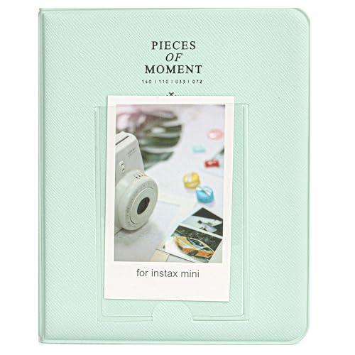 Image of ZENKO 64 Pockets Photo Album for Fujifilm Instax Mini 13 /12 /11 /9 /8 /SE /41 /99 /Evo /Liplay Instant Camera /Mini Link Printer, Polaroid Snap Touch PIC-300 Z2300 Mint Zip Instant Camera Printer- Mint Green