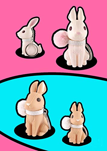 Landb Olivia Cute Rabbit Bunny Key Ring Key Chains For Purse Handbag Car Charm Pendant For Kids Women (Pink), 5.7Cmx4.5Cmx8Cm #TOP3