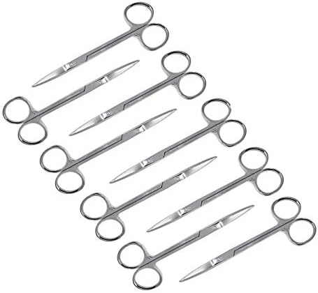 Cynamed Iris Micro Dissecting Precision Lab Scissors, Fine Point Straight - Perfect for Doctors, Nurses, EMS, Students, Education & Training and More (Pack of 10)