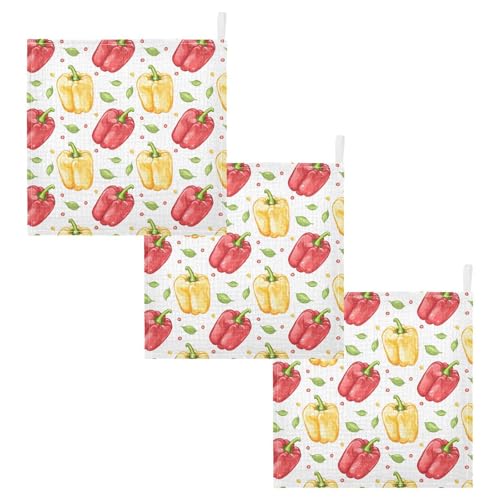 Image of vvfelixl Baby Muslin Washcloths Bell Peppers Baby Burp Cloths Cotton Babys Face Towel for Infants Soft 11.8 X 11.8 in, 3 Pack