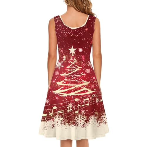 Image of TOADDITDO Women's Sleeveless O Neck Beach A-Line Party Coctail Tank Dresses Flared Sundress