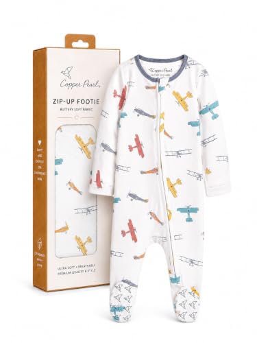 Image of Copper Pearl Zip-Up Footie Baby Pajamas - Soft Newborn Onesies for Boys & Girls, Tag-Free with Two-Way Zipper Baby Sleepers for Newborn - 24 Months, Ace