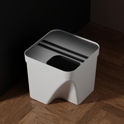 Image of JD FRESH 1 Pcs 10L Dustbin with Lid for Kitchen, Bedroom, Bathroom | Plastic Garbage Bin for Wet & Dry Waste, Food, Biomedical Waste | Multipurpose Trash Can for Home, Office & Commercial Use - White