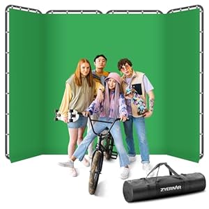 7.87ft x 13.12ft Green Screen Backdrop with Stand,Zyernar Large Green Collapsible Backdrop with Stand foror Photo Studio Video Shooting,YouTube Tutorials and Real-Time Videos, Streaming Games,Stage
