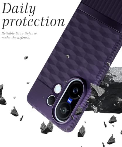 Image of WOW IMAGINE Back Cover for Vivo X200 FE 5G with Hexa Cube Design | Ultra Slim Soft Rubberised Case | Inner Velvet Fabric | Matte Silicone Flexible Mobile Case | Camera Protection - Purple