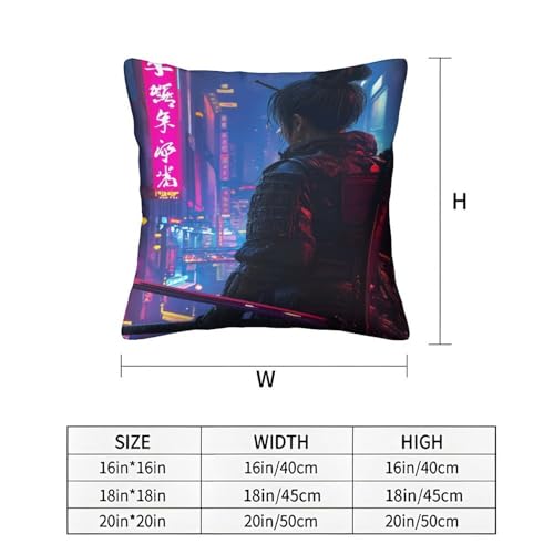 POLIUAWS Geisha Cyberpunk Japan Throw Pillows with Hidden Zipper Wrinkle Stain Resistant Pillows Cases 2 Pack 40x40cm - Image 6