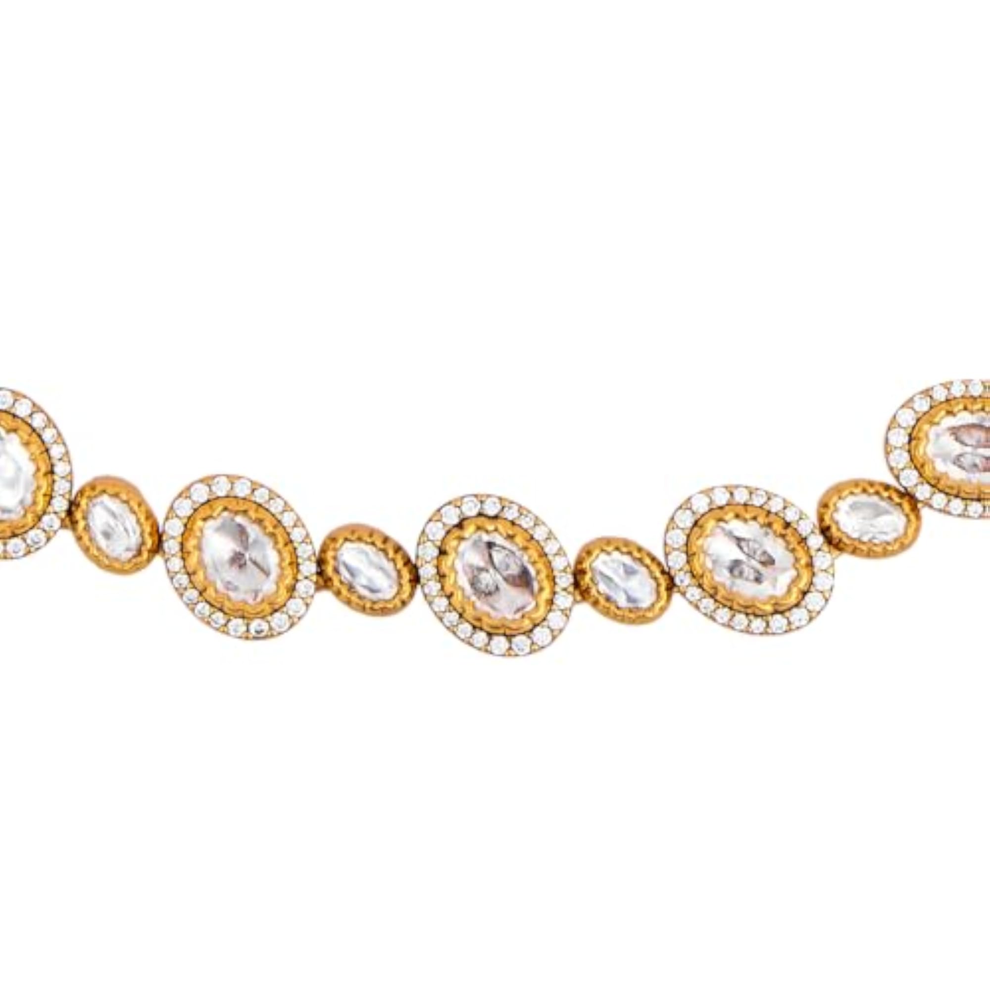 White Victorian Polished Copper Kundan Necklace for Women