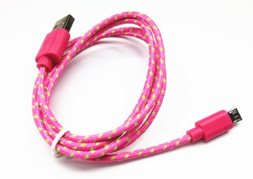 Casecover Universal Micro USB 3M 10FT Colorful Fabric Braided Data Cable Micro USB Data Sync Cable Charger Charging Cord for Android Samsung Galaxy S2 S3 S4 Note 2 HTC EVO One X S (3 Pink)