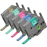 COLORTY Compatible TZ 12mm 0.47 Color Tape Replacement for Brother P-Touch Label Maker Tape TZe White on Color Ribbon, Compatible with Brother Ptouch PT-D200 D210 D220 PT-H100 H110 D400 Cube, 5 Pack
