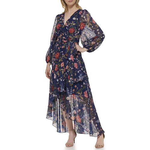 Eliza J Women's Balloon Sleeve V-Neck Hi-lo Maxi Dress3