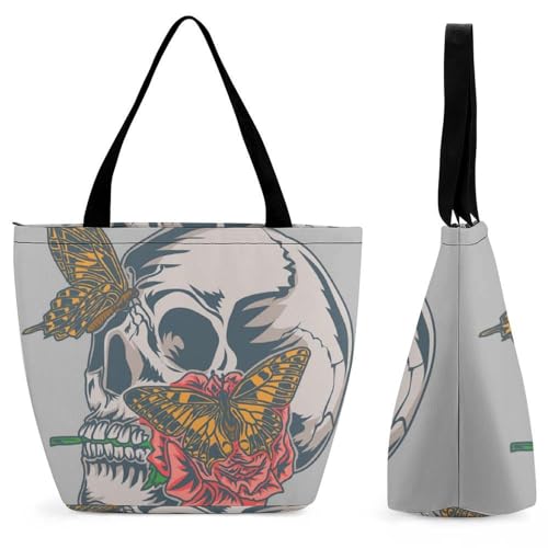 Sac de shopping voyage motif crâne papillon idéal pour vos sorties