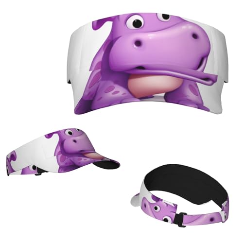 Gorra de béisbol con Visera de hipopótamo Morado de Dibujos Animados para Hombres y Mujeres, Ajustable con para Deportes al Aire Libre, para Adultos, Chef, Pizza, Parte Superior vacía.