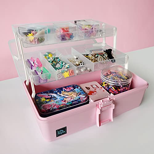 Belaxed Craft Organizers And Storage Box, 3-Layers Multifunctional Plastic Sewing Organizing Box With Handle, For Medicine, Art Supply, Makeup, Nail, Hair Accessories, Perfect Organizer Bins For Room #TOP4