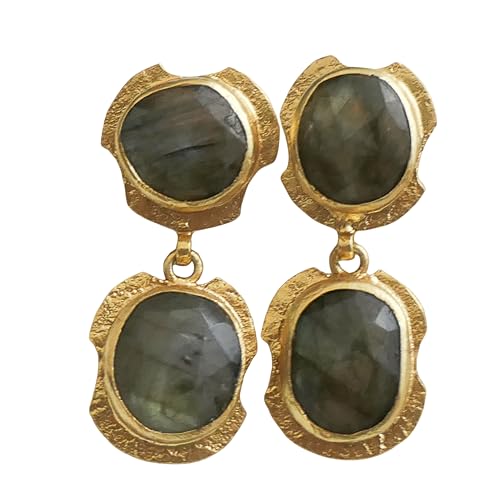 Boucles d’oreilles en labradorite facettée à porter au quotidien pour illuminer vos tenues