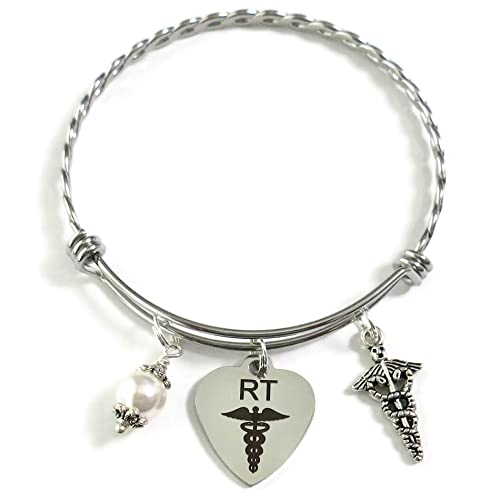 RT Respiratory Therapist Charm Bracelet, RRT Respiratory Care Therapy Graduation Gift, RT Graduation Bracelet Gift, Radiation Therapist Gift, RT Thank You Jewelry