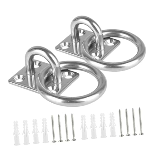 Abaodam 2 Piezas Sunshade Sail Fixing Accessories Colgante Pernos de Ojo de Servicio Pesado Ganchos para los Ojos Ganchos de Anclaje de Techo Acero Inoxidable Silver