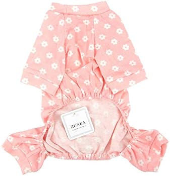 Zunea Kleine hond madeliefje jumpsuit pyjama schattige bloemen overalls pyjama puppy slapen kleding shirt met broek huisdier hondje katten vier benen pyjama voor het hele seizoen roze L Zunea Kleine hond madeliefje jumpsuit pyjama schattige bloemen overalls pyjama puppy slapen kleding shirt met broek huisdier hondje katten vier benen pyjama voor het hele seizoen roze L